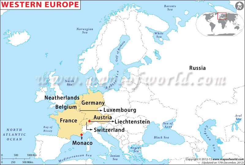 Western Europe Map Western European Countries