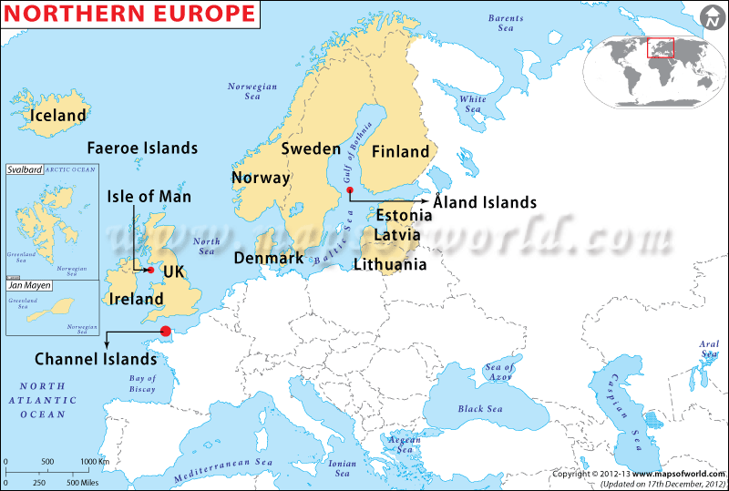 Northern Europe Map, Northern European Countries