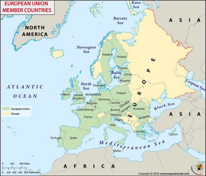 European Union Map List Of Member Countries Of The European