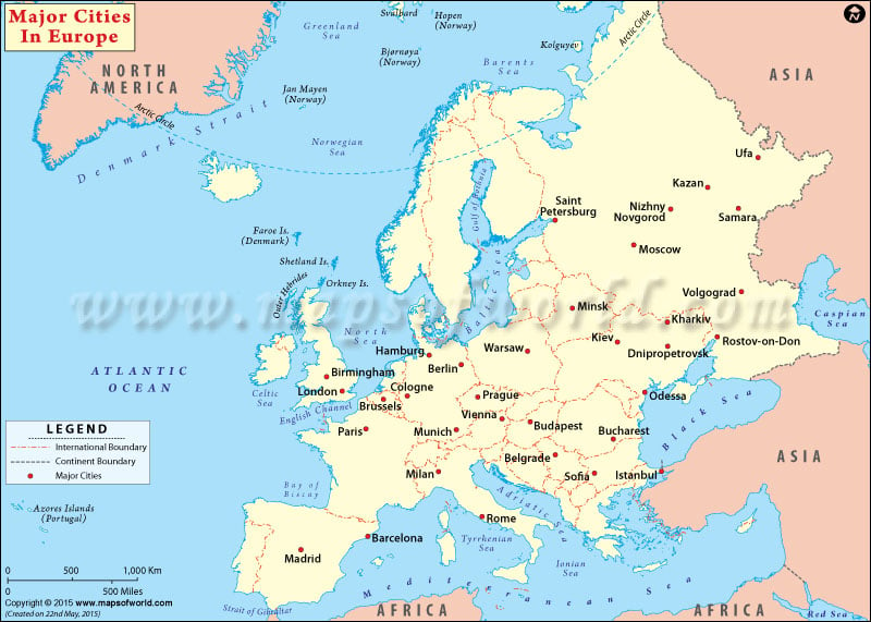 Major Cities in Europe