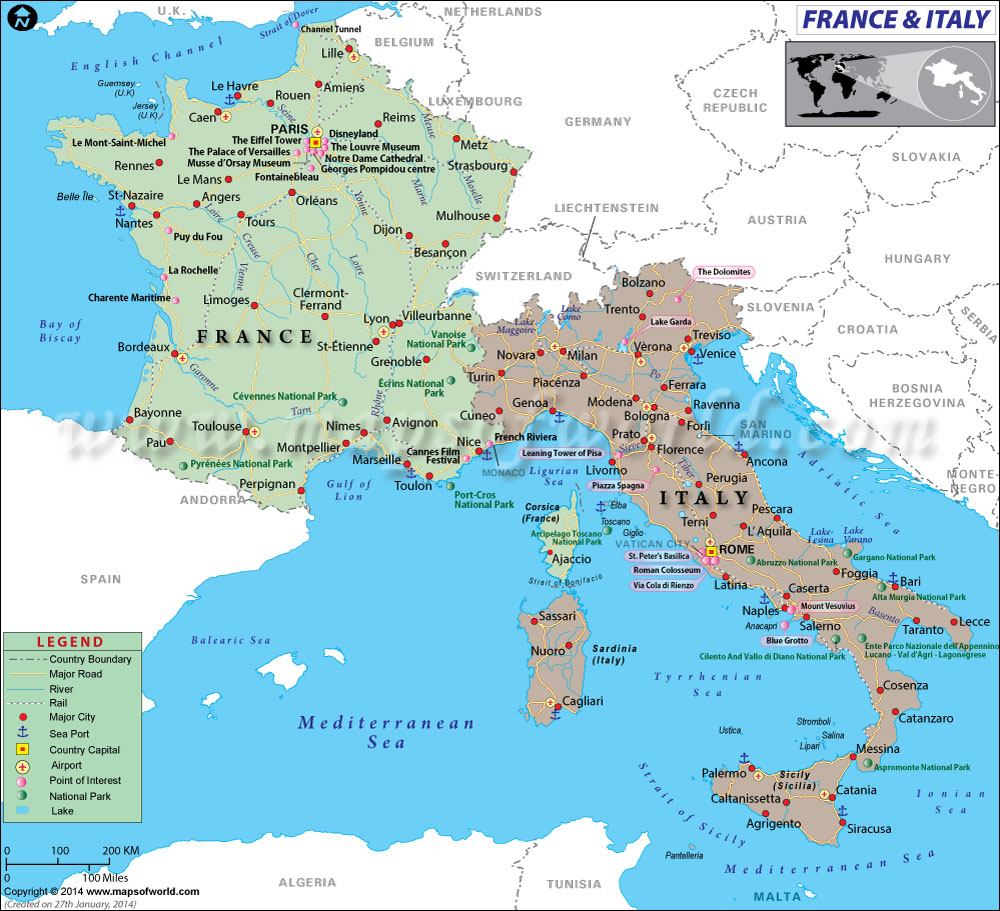 Map Of Italy And Europe Map of France and Italy