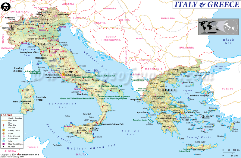 Map Of Italy And Greece