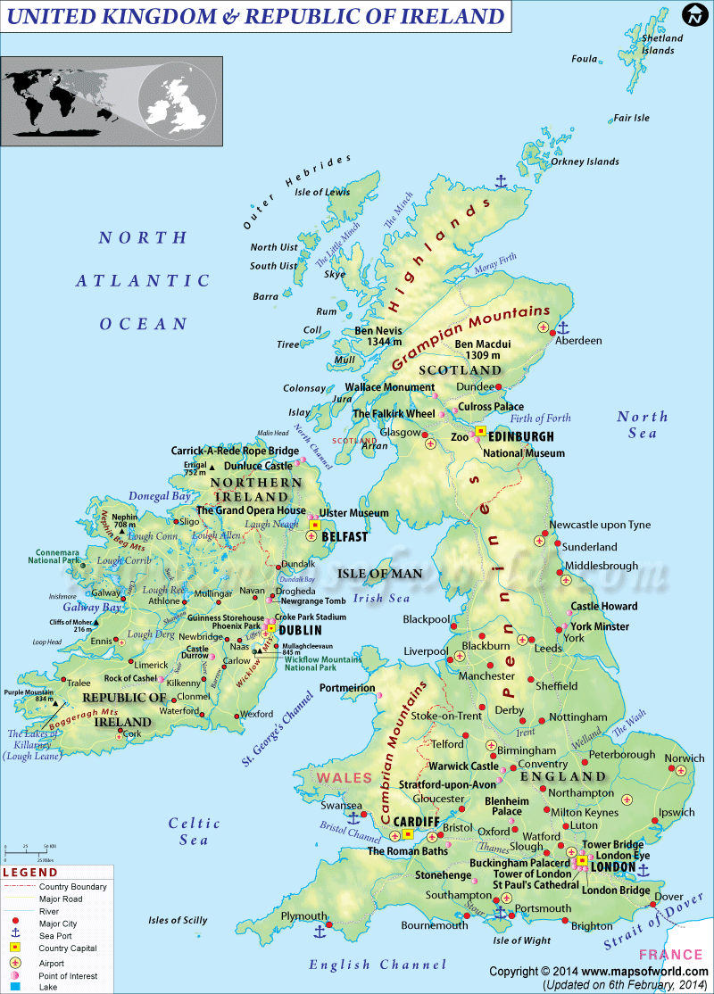 Map of UK and Ireland