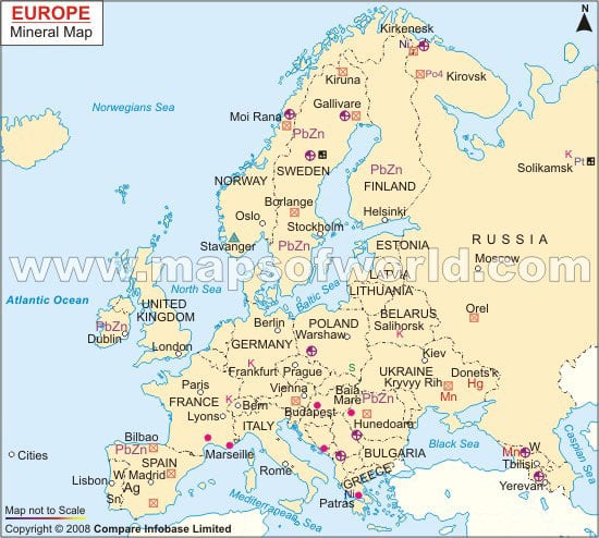 Mineral Resources In Europe Map Europe Natural Resources Map