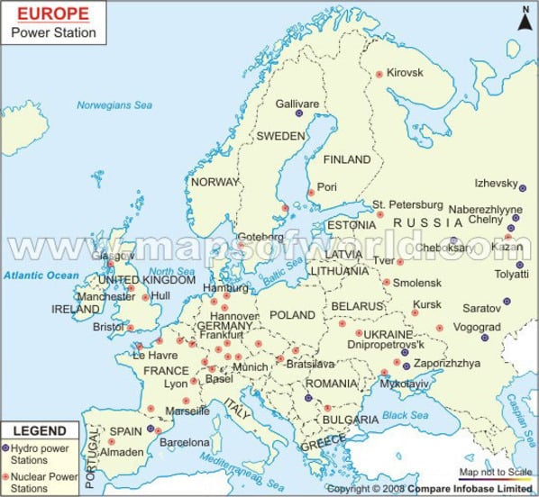 Nuclear and Hydro Power Stations in Europe