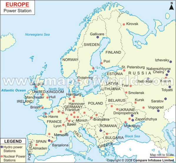 Nuclear and Hydro Power Stations in Europe