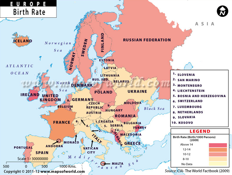 European Countries by Birth Rate