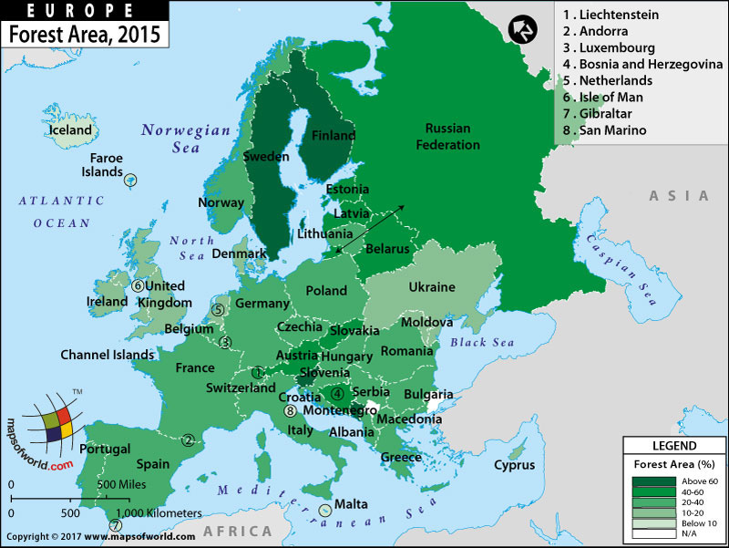 European Countries by Forest Area