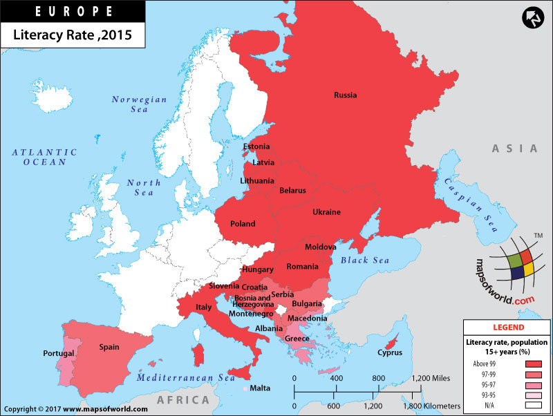 European Countries by Literacy Rate