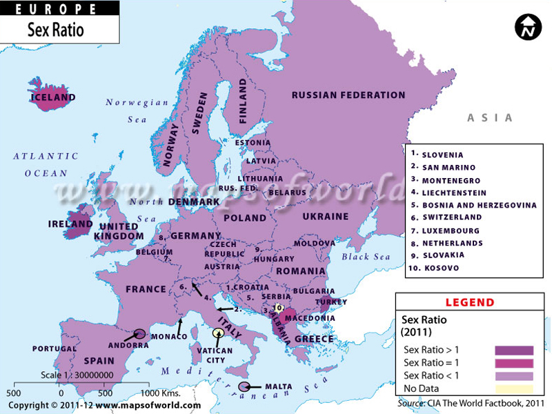 European Countries by Sex Ratio