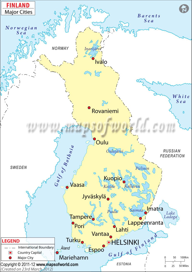 Cities In Finland Finland Cities Map
