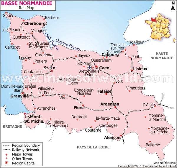 Basse Normandie Railway Map Railway Map Of Lower Normandy France