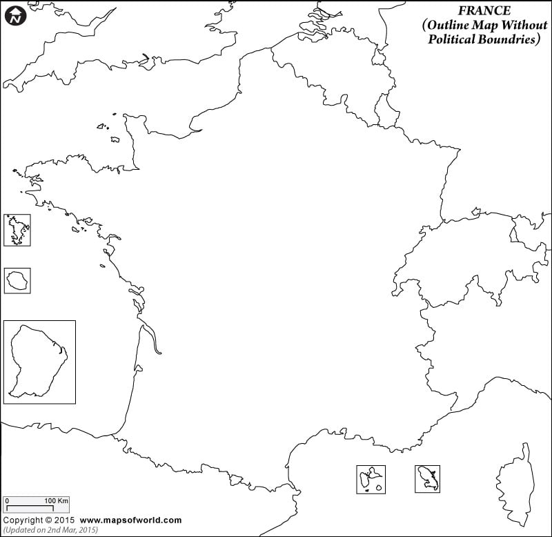 France Blank Map Without Poltical Boundries