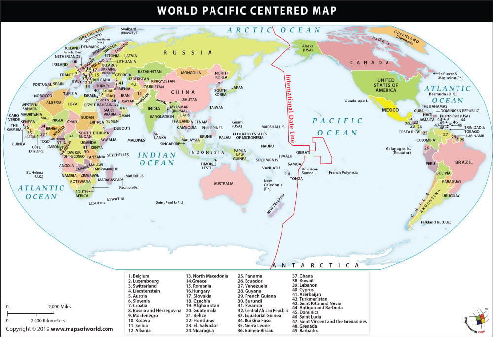 Pacific Ocean Centric Map Pacific Ocean Map