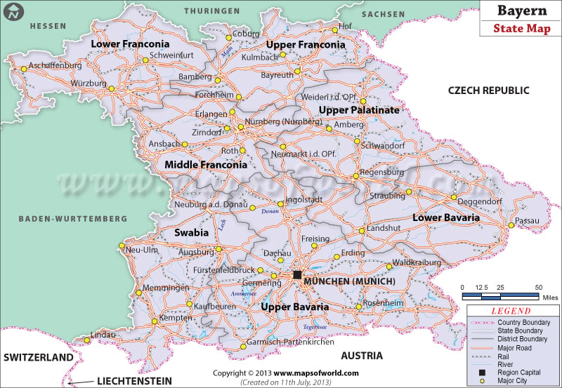 regensburg karta Bavaria State Map, Germany | Free Downloadable Bayern Map regensburg karta