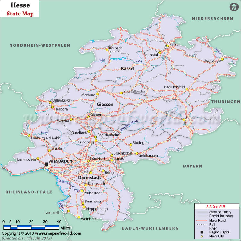 Hesse Germany Free Downloadable Map Of Hessen