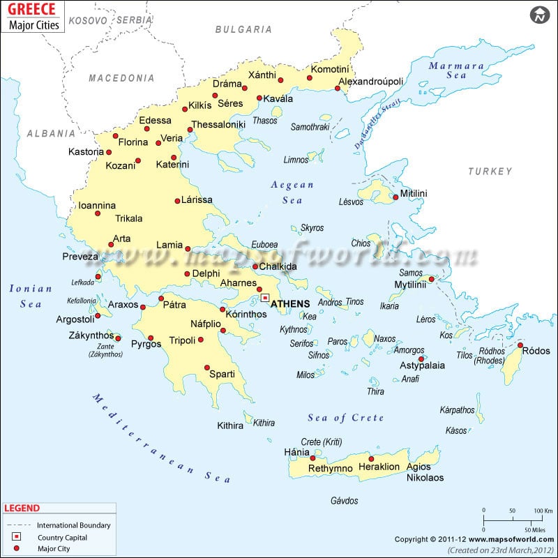 Greece Cities Map Cities In Greece