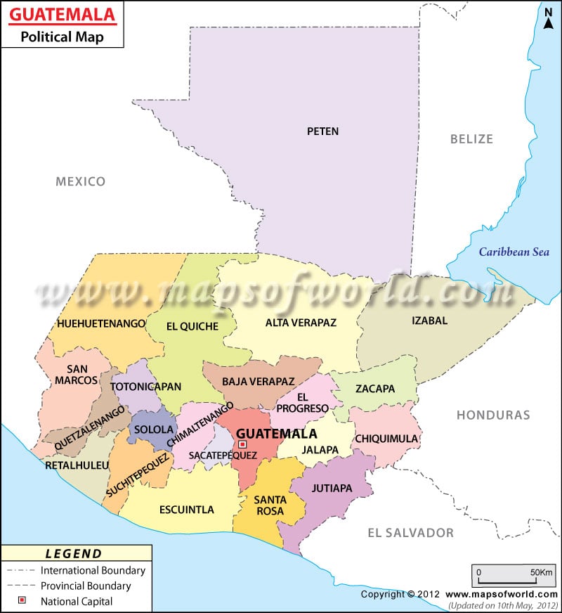 Political Map Of Guatemala Guatemala Departments Map