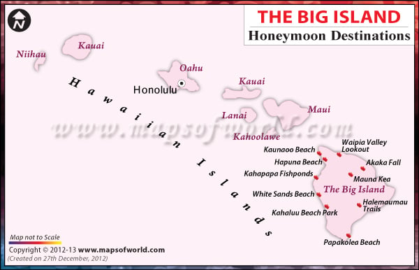 Big Island Honeymoon Destinations Map