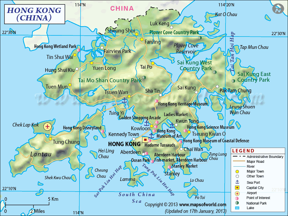 Hong Kong Map Map Of Hong Kong Special Administrative Region