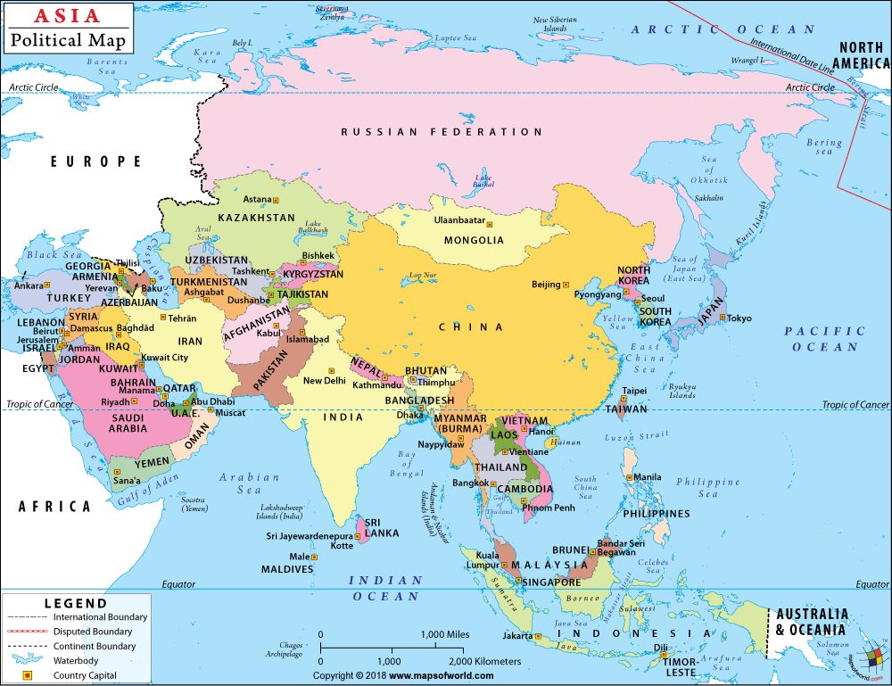 Asia Political Map Political Map Of Asia With Countries And Capitals