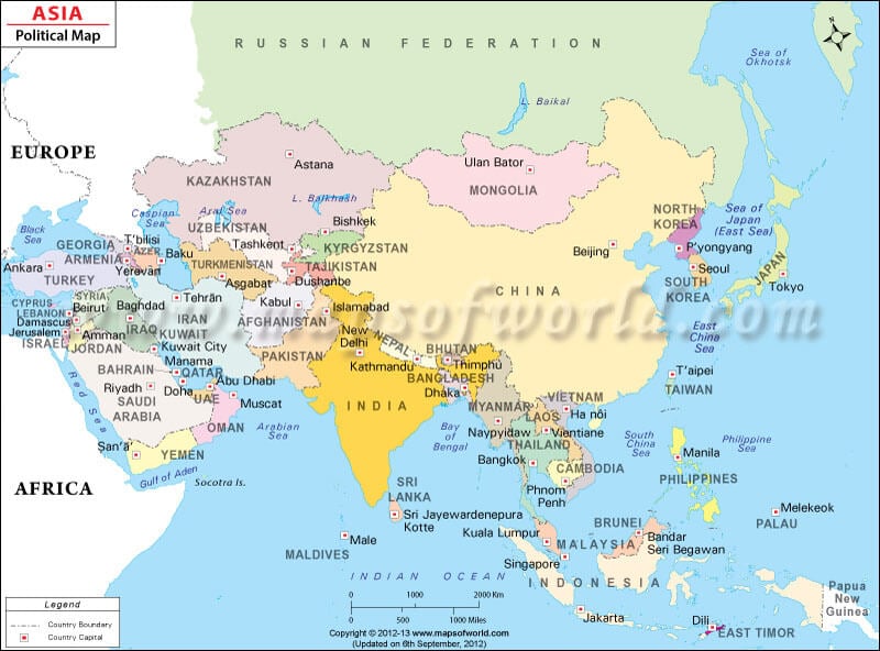Asia Political Map | Political Map Of Asia With Countries And Capitals