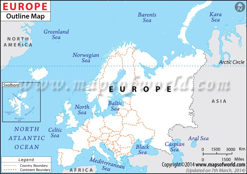 Outline Or Blank Map Of Europe