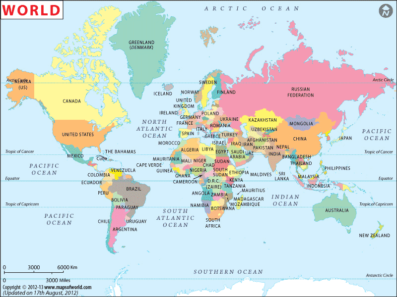 Printable World Map With Countries