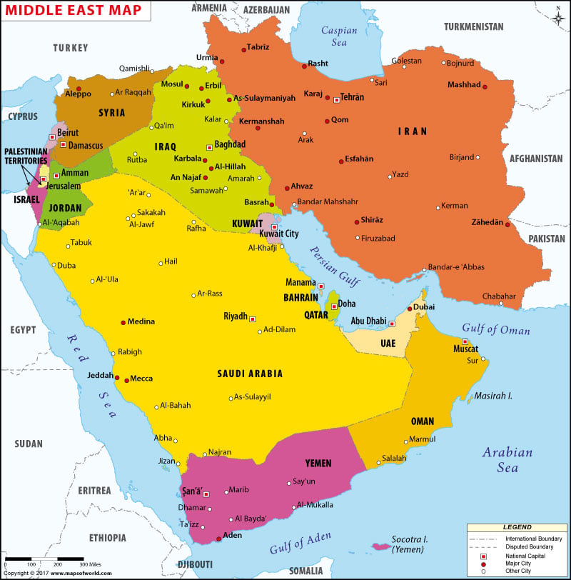 Middle East Map Map Of The Middle East Countries