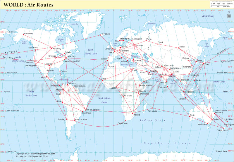 World Air Routes Map Major World Air Routes