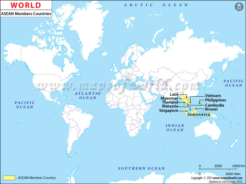 World Map Of ASEAN Member Countries