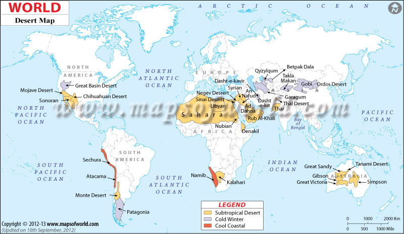 mountains and deserts world map