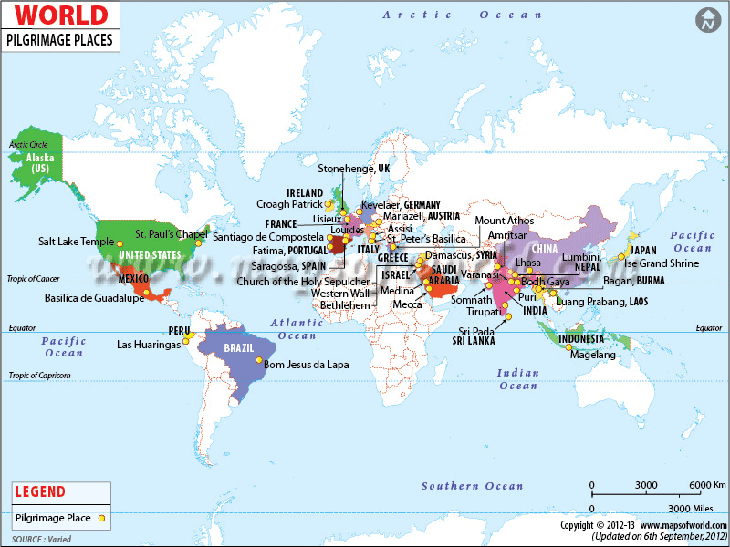 World Places of Pilgrimage Map