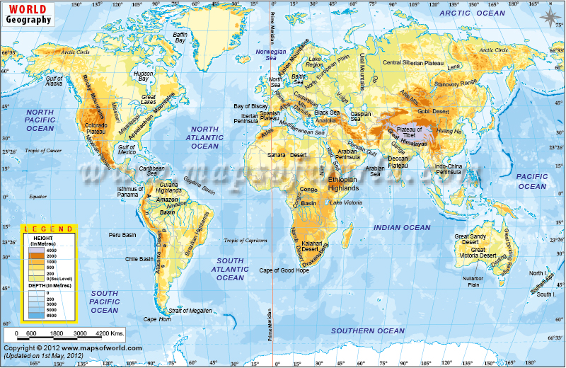 physical map of world World Geography Map physical map of world