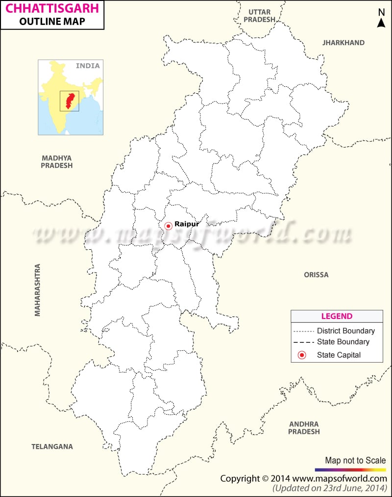 Chattisgarh Outline Map