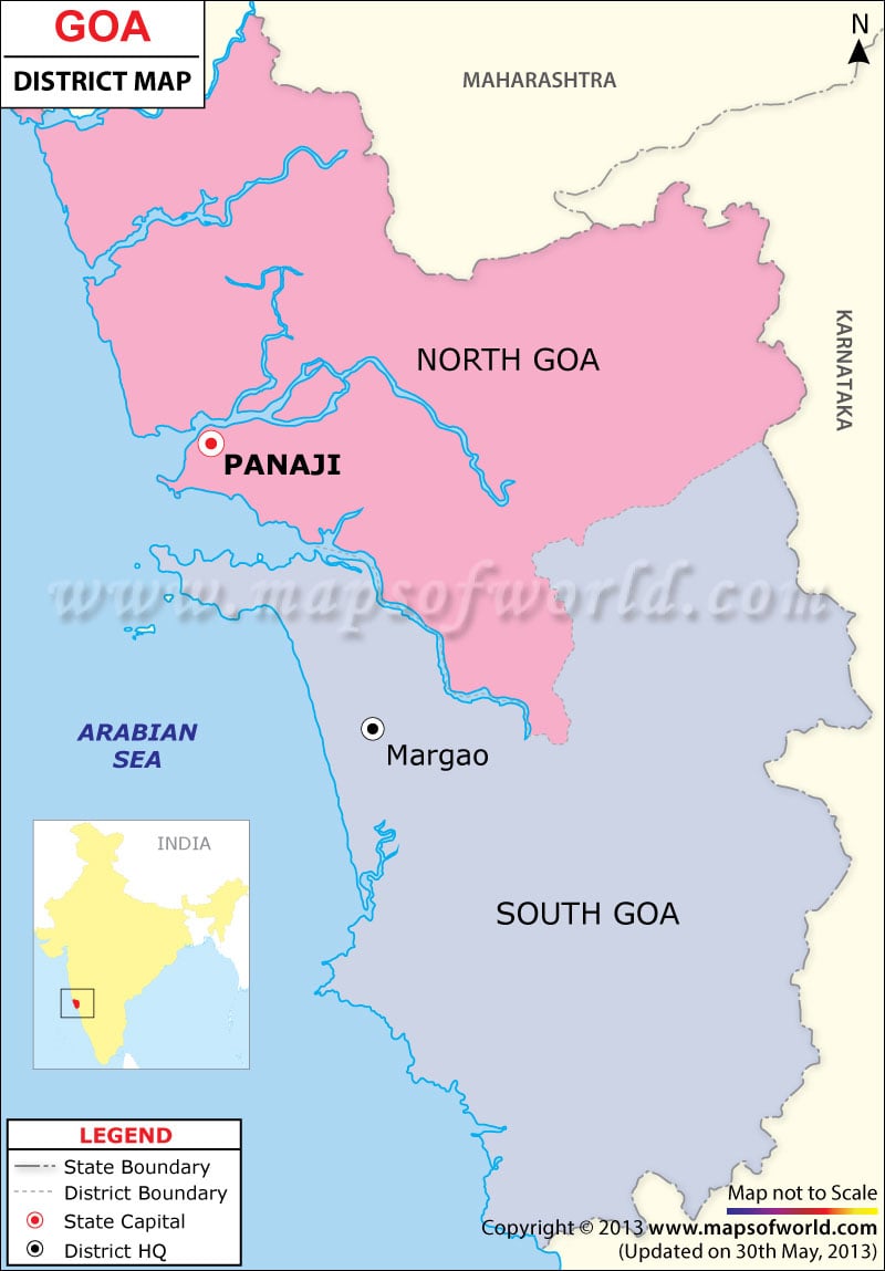 Goa Map Districts In Goa