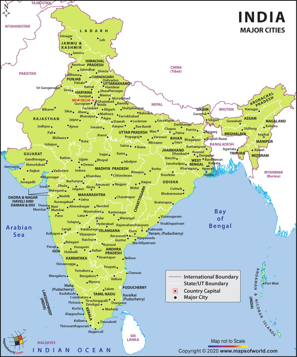 Major Cities In India India City Map
