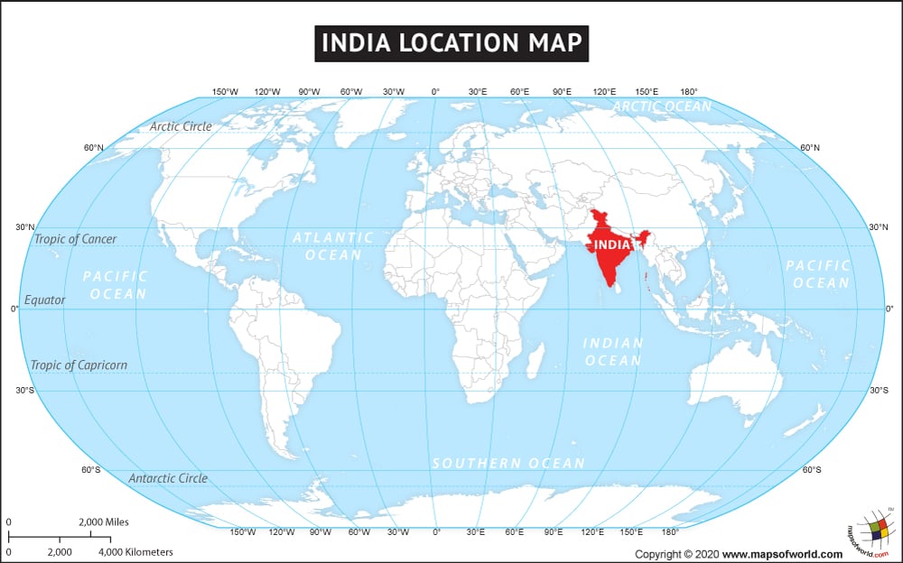 Where Is India Located Location Map Of India On A World Map
