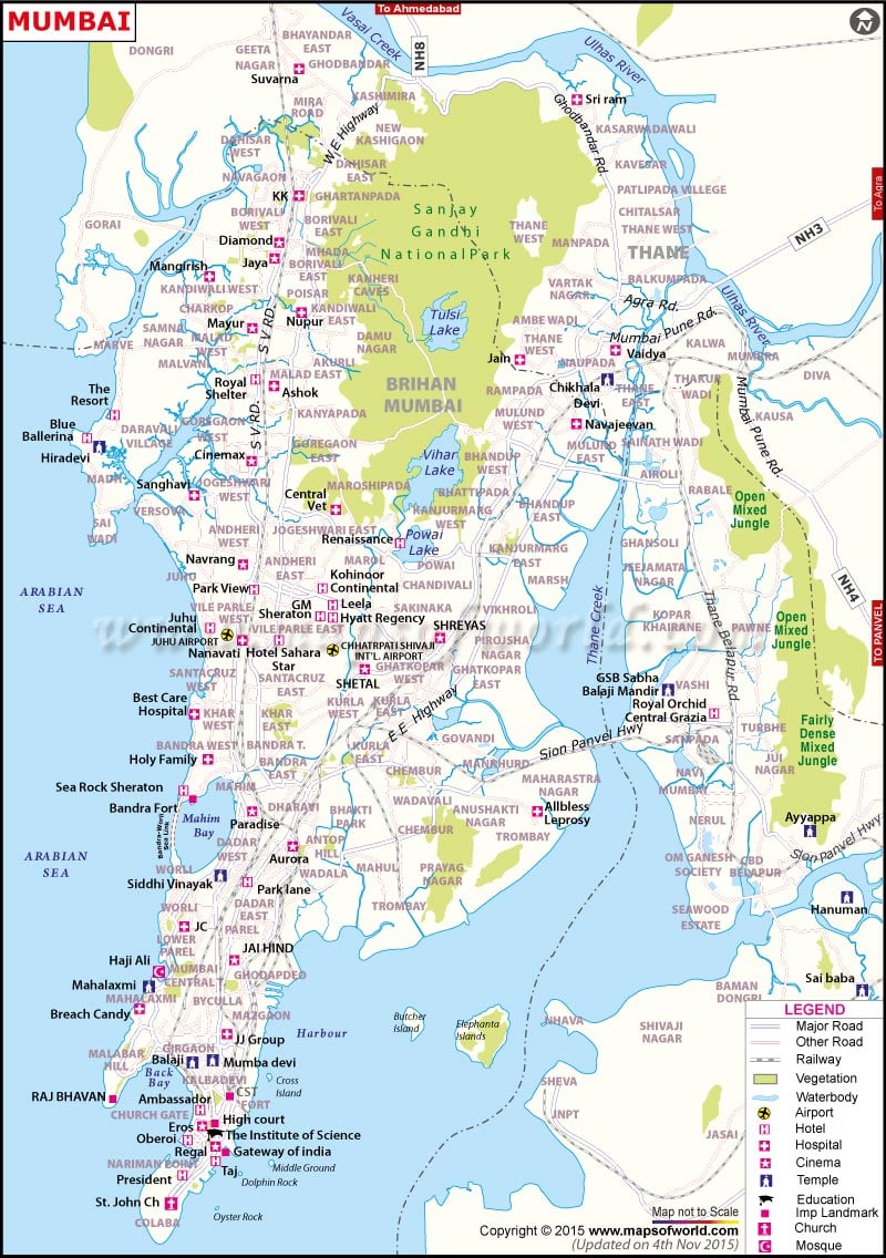 mumbai tourist places on map