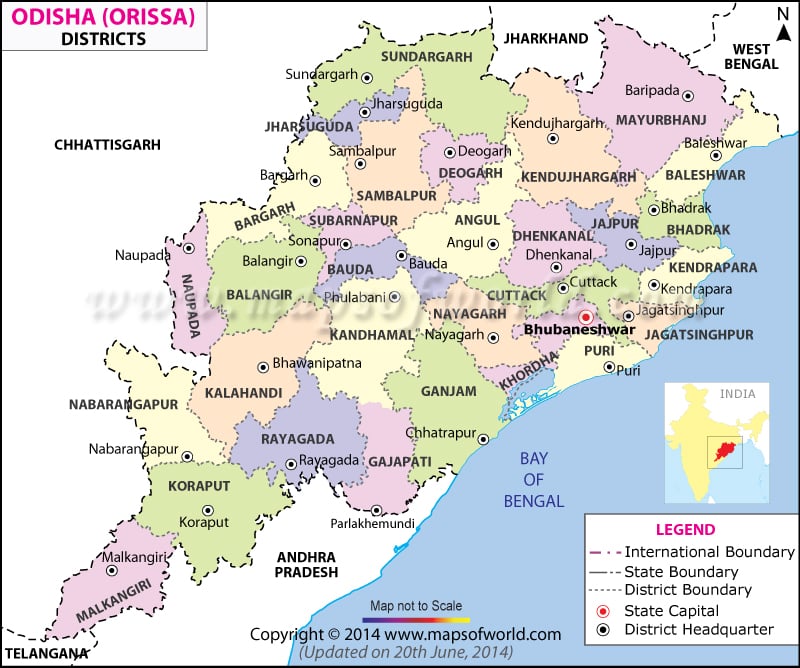 Odisha Map Districts In Orissa