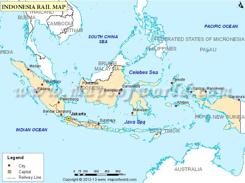 Rails in Indonesia Map