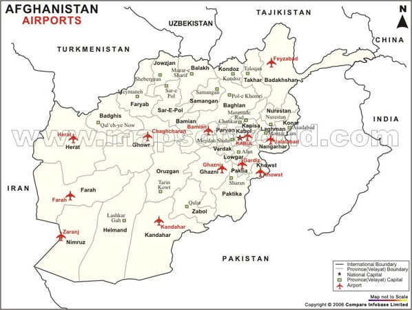 Afghanistan Airport Map