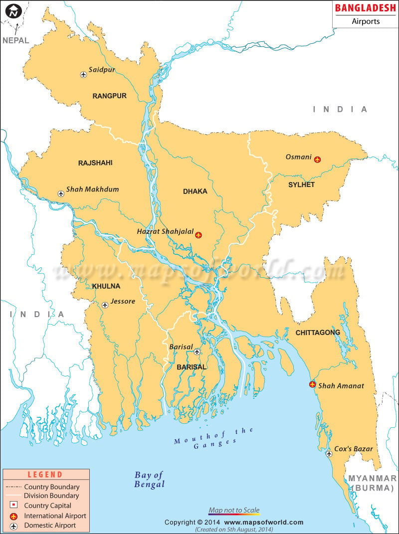 Bangladesh Airports Map