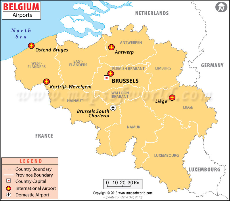 Airports in Belgium, Belgium Airports Map