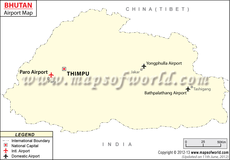 Bhutan Airport Map