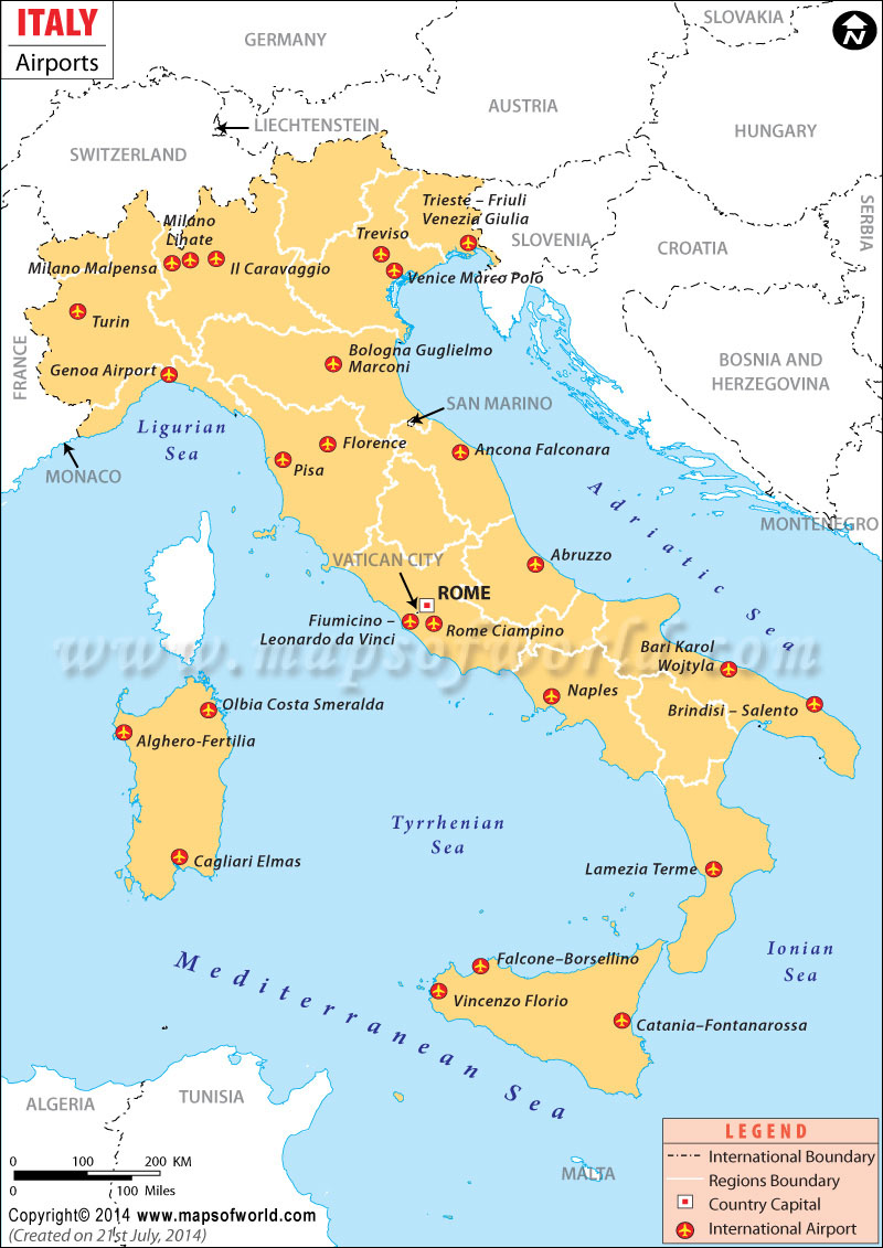 Airport In Venice Italy Map Airports in Italy, Italy Airports Map