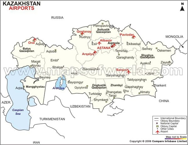 Kazakhstan Airport Map