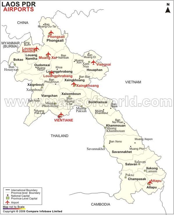 Laos Airport Map