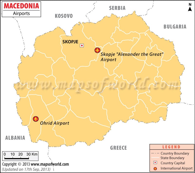 Macedonia Airports Map