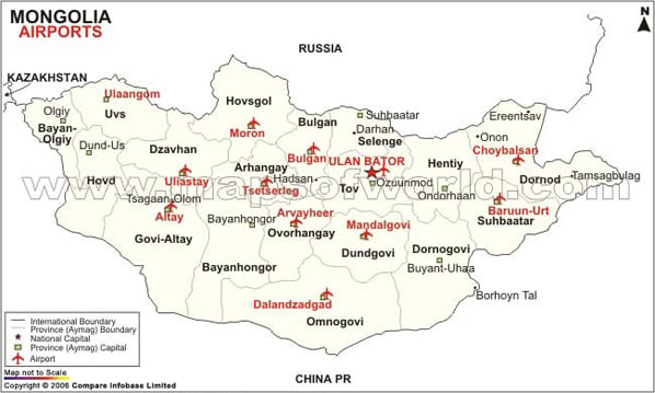 Mongolia Airport Map